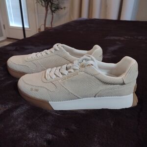 New Sam Edelman Womens 8M Beige/Ivory Corduroy Layla Platform Sneakers Comfort